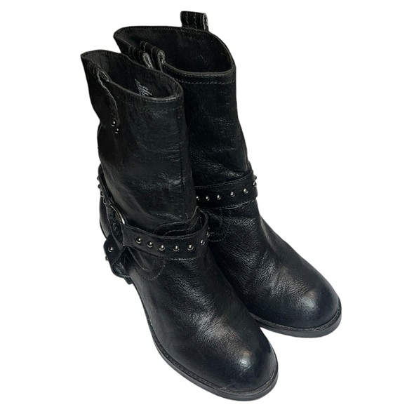 Nine West Vicegd Leather Moto Heeled Harness Boots - Size 7M - Picture 4 of 11